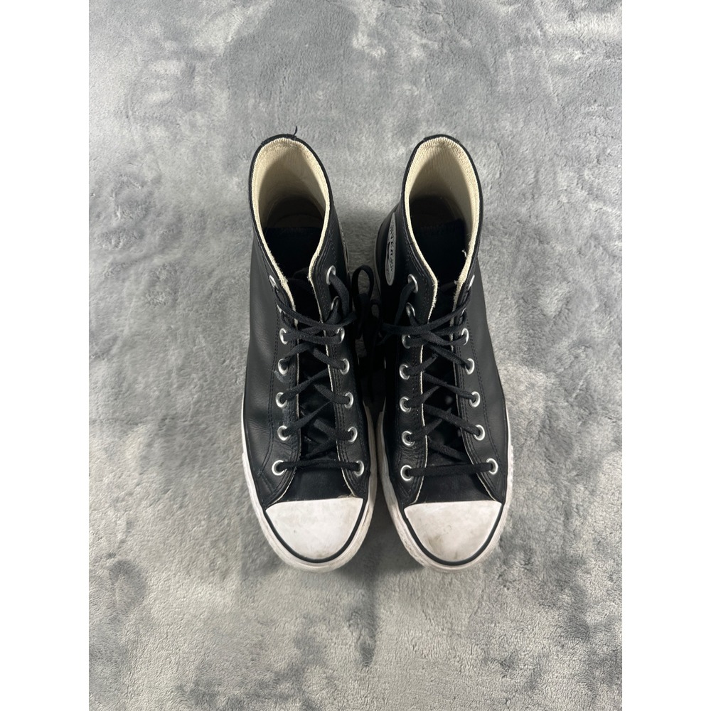 Converse Chuck Taylor All Star Platform High Top Black Leather Sneakers 561675C - Picture 4 of 7
